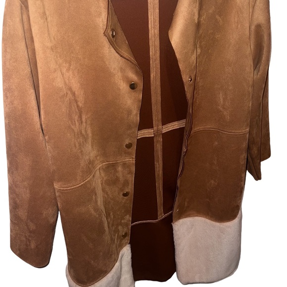 Zara Longline Oversized Faux Suede Sherpa Cognac Camel Jacket - Picture 10 of 15
